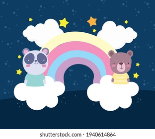 Panda-Bär-Regenbogen-süße Tiere