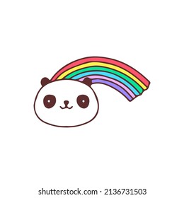 Panda bear with rainbow, illustration for t-shirt, street wear, sticker, or apparel merchandise. With doodle, retro, and cartoon style.