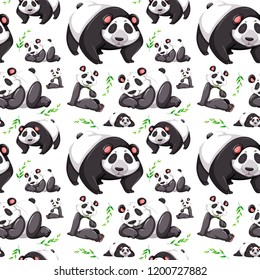 Panda bear seamless background illustration