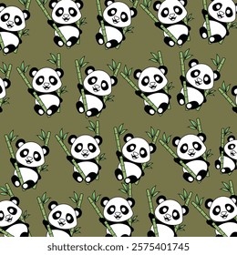 panda bear seamless pattern vector