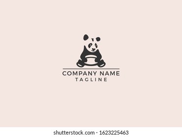 Panda bear silhouette Logo Creative Minimal design Icon vector template.