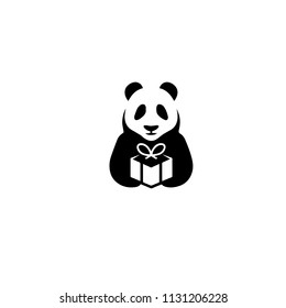 Panda bear silhouette Logo design vector template.