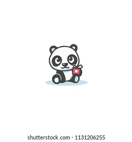 Panda bear silhouette Logo design vector template.