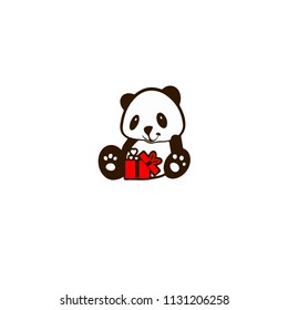 Panda bear silhouette Logo design vector template.