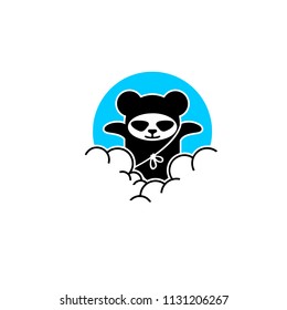 Panda bear silhouette Logo design vector template.