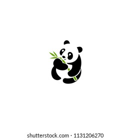 Panda Bear Silhouette Logo Design Vector Template.