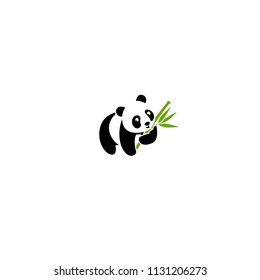 Panda bear silhouette Logo design vector template.