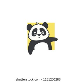 Panda bear silhouette Logo design vector template.