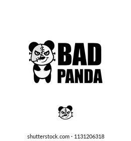 Panda bear silhouette Logo design vector template.