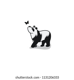 Panda bear silhouette Logo design vector template.