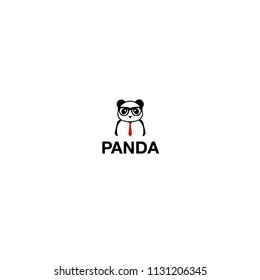 Panda bear silhouette Logo design vector template.