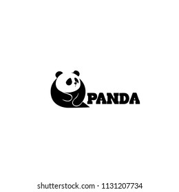 Panda bear silhouette Logo design vector template.