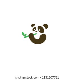 Panda bear silhouette Logo design vector template.