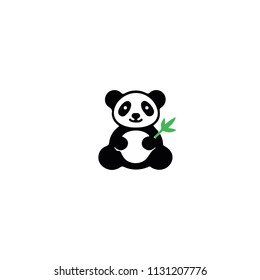 Panda bear silhouette Logo design vector template.