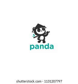 Panda bear silhouette Logo design vector template.