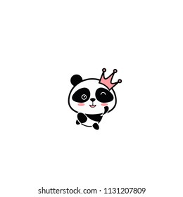 Panda bear silhouette Logo design vector template.