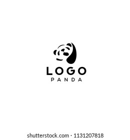 Panda bear silhouette Logo design vector template.