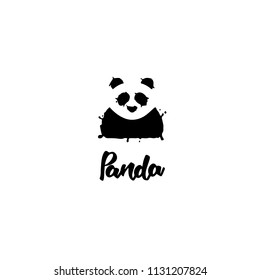 Panda bear silhouette Logo design vector template.