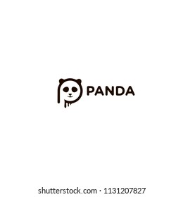 Panda bear silhouette Logo design vector template.