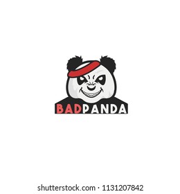 Panda bear silhouette Logo design vector template.