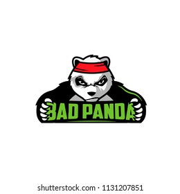 Panda bear silhouette Logo design vector template.