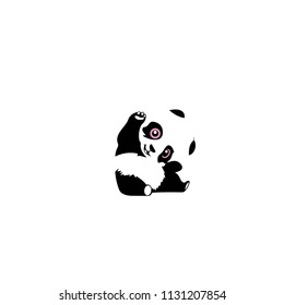 Panda bear silhouette Logo design vector template.
