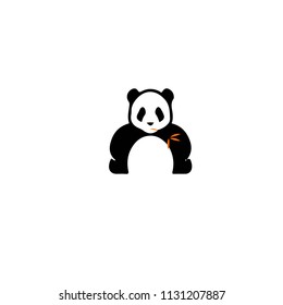 Panda bear silhouette Logo design vector template.