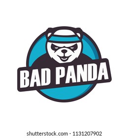 Panda bear silhouette Logo design vector template.