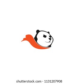Panda bear silhouette Logo design vector template.