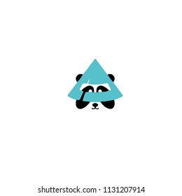 Panda bear silhouette Logo design vector template.