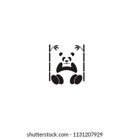 Panda bear silhouette Logo design vector template.