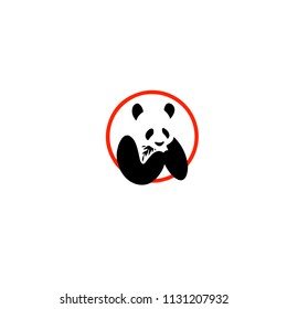 Panda bear silhouette Logo design vector template.