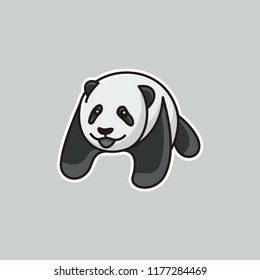Panda bear silhouette Logo design vector template. Funny Lazy sticker Panda animal Logotype concept icon.