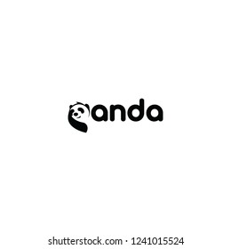 Panda Bear Silhouette Logo design vector template