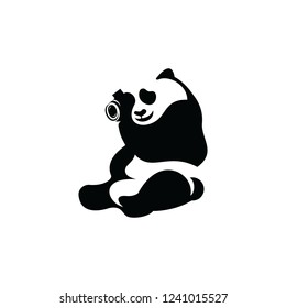 Panda Bear Silhouette Logo design vector template