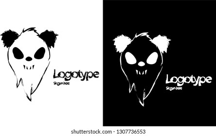 Panda bear silhouette Logo design vector template. - Vector
