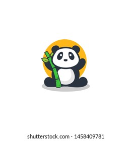 Panda Bear Silhouette Logo Design Vector Template