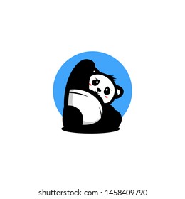 Panda Bear Silhouette Logo Design Vector Template