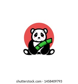 Panda Bear Silhouette Logo Design Vector Template