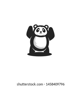 Panda Bear Silhouette Logo Design Vector Template