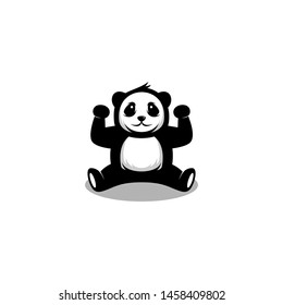 Panda Bear Silhouette Logo Design Vector Template