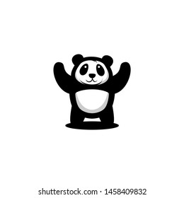 Panda Bear Silhouette Logo Design Vector Template