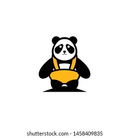 Panda Bear Silhouette Logo Design Vector Template