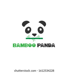 Panda bear silhouette Logo design vector template. Panda and bamboo