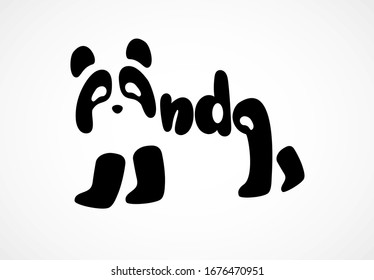 Panda bear silhouette Logo design vector template.