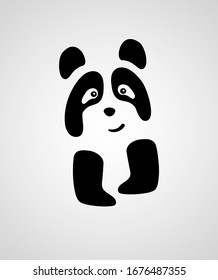 Plantilla vectorial de diseño de silueta de oso Panda.