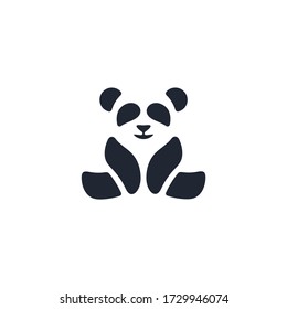 Panda bear silhouette Logo design vector template. Funny Lazy Logo Panda animal Logotype concept icon.

