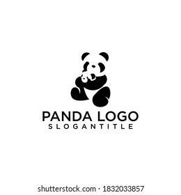 Panda bear silhouette Logo design vector template.