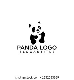 Panda bear silhouette Logo design vector template.