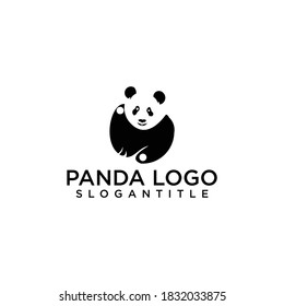 Panda bear silhouette Logo design vector template.
